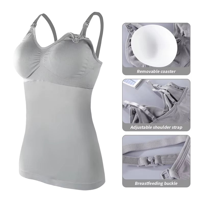 Wholesale plus Cup Breastfeeding Vest Top Pregnant Postpartum Bra Self-Contained Fixed Cup Base Skin Friendly Wear for Women